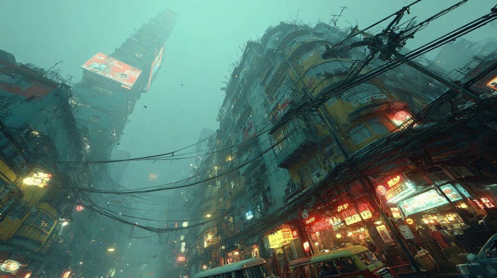 The Tall Buildings of Cyberpunk City AI Artwork 6