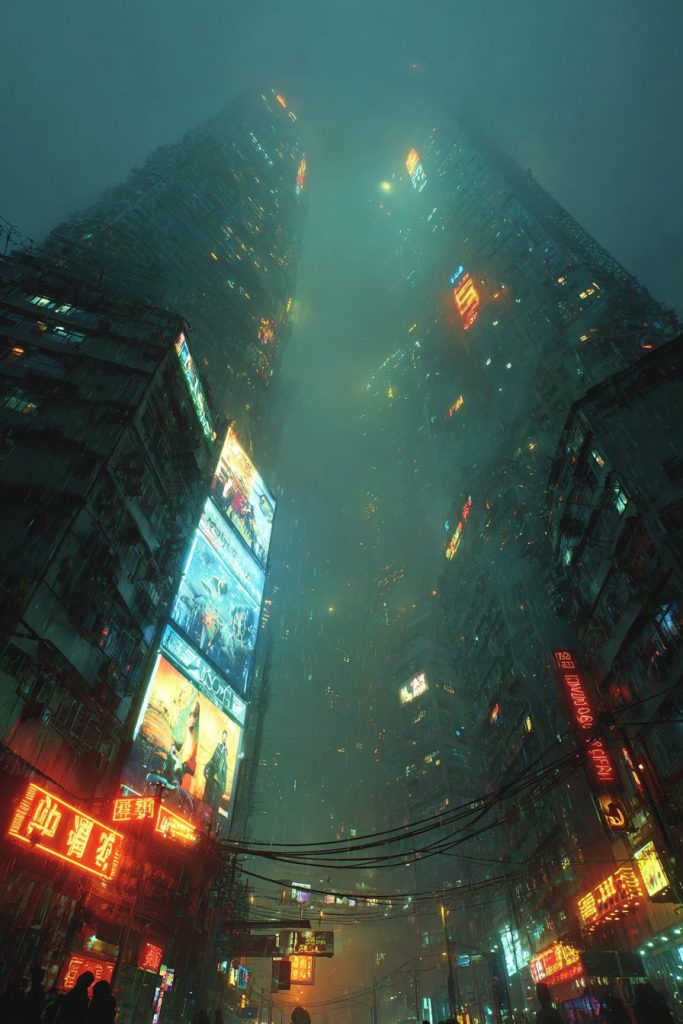 The Tall Buildings of Cyberpunk City AI Artwork 9