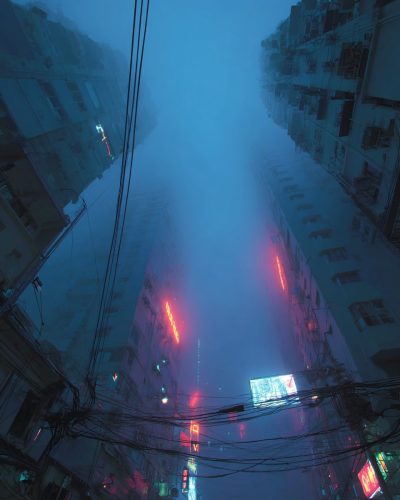 The Tall Buildings of Cyberpunk City AI Artwork
