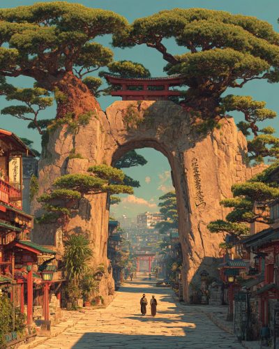 Whimsical Places of Japan AI Artwork