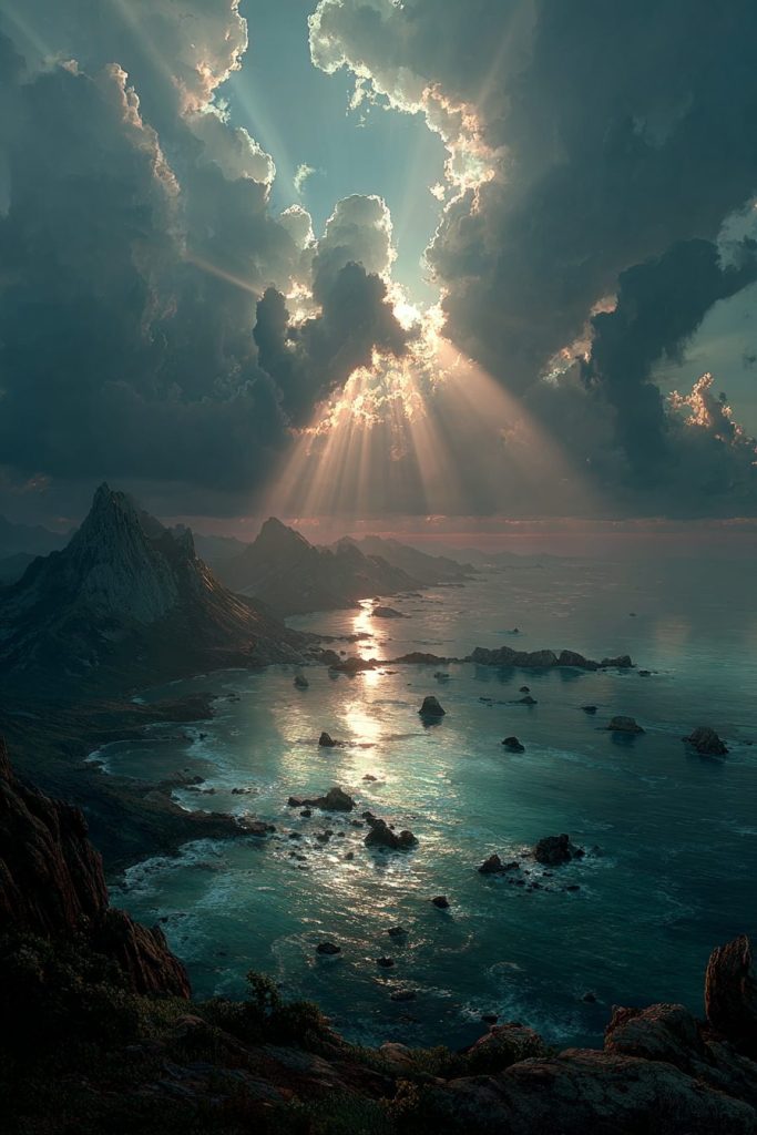 Amazing Sea Views from the Mountain Edge AI Artwork 4