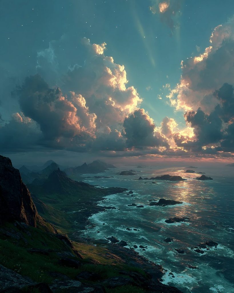 Amazing Sea Views from the Mountain Edge AI Artwork 5