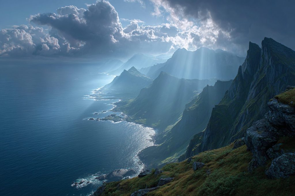 Amazing Sea Views from the Mountain Edge AI Artwork 6