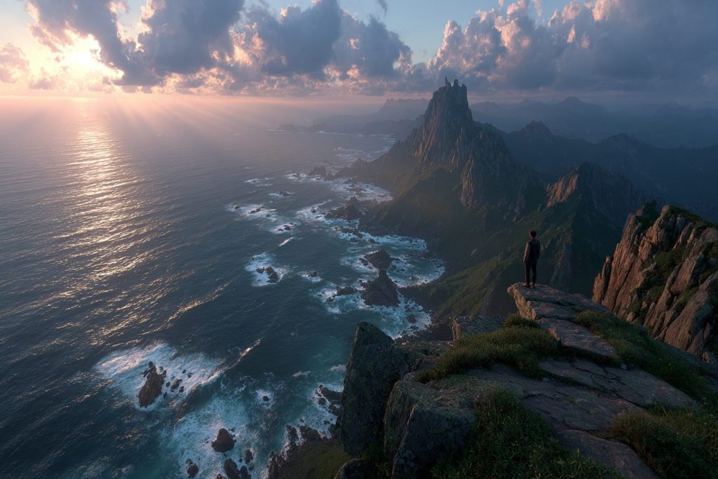 Amazing Sea Views from the Mountain Edge AI Artwork 7