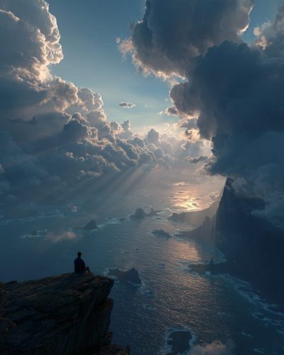 Amazing Sea Views from the Mountain Edge AI Artwork