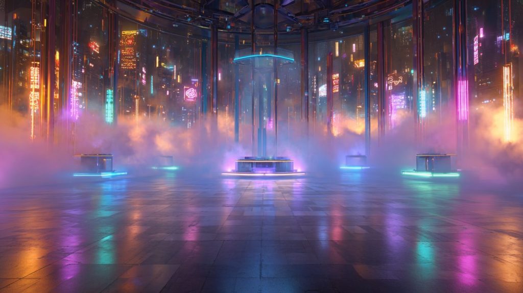 Cyberpunk Futuristic Towers at City's Centers AI Artwork 6