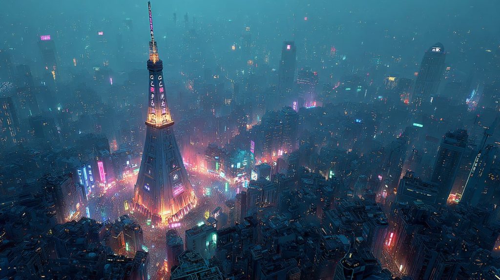Cyberpunk Futuristic Towers at City's Centers AI Artwork 7