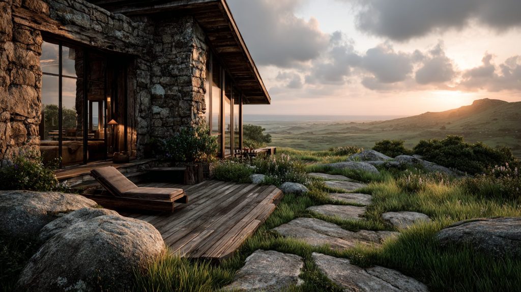 Rustic Modern Backyards with Mountainous Views AI Artwork 10