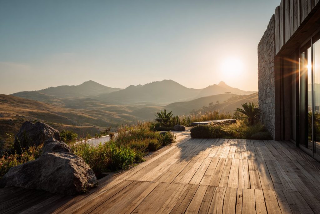 Rustic Modern Backyards with Mountainous Views AI Artwork 13