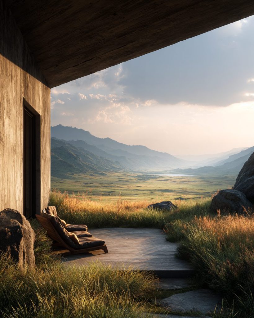 Rustic Modern Backyards with Mountainous Views AI Artwork 2