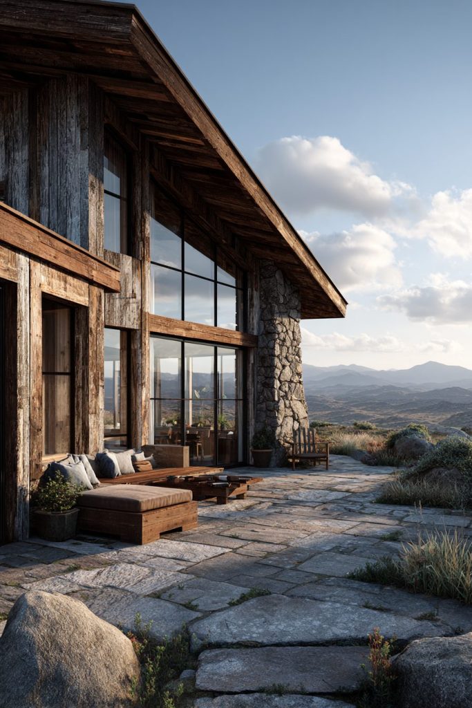 Rustic Modern Backyards with Mountainous Views AI Artwork 3