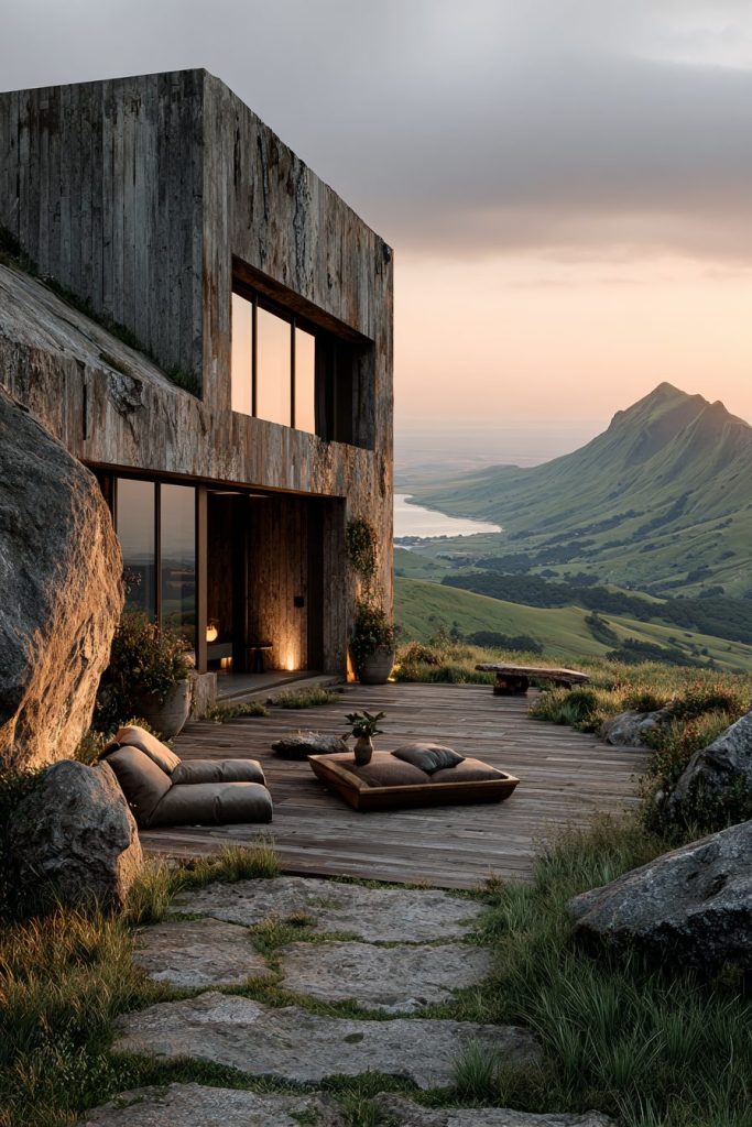 Rustic Modern Backyards with Mountainous Views AI Artwork 4