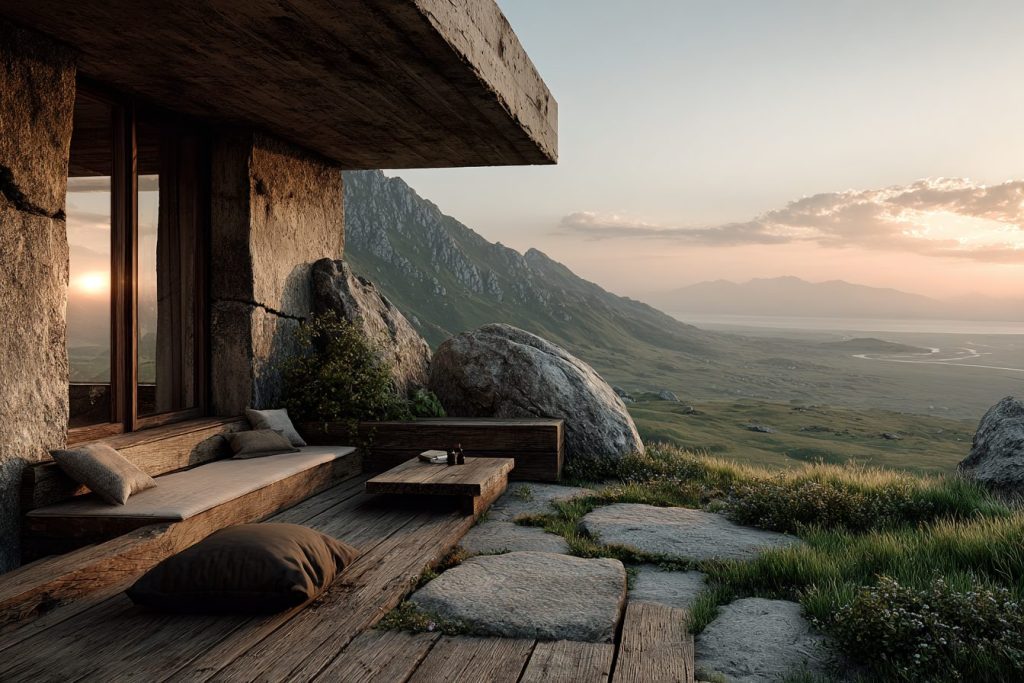 Rustic Modern Backyards with Mountainous Views AI Artwork 5