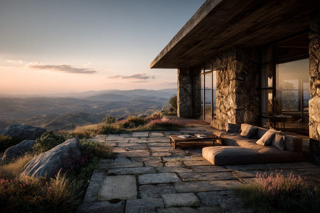 Rustic Modern Backyards with Mountainous Views AI Artwork 6