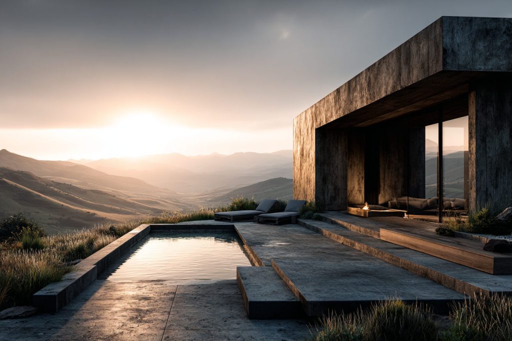 Rustic Modern Backyards with Mountainous Views AI Artwork 7