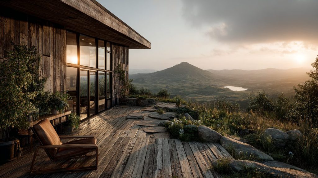 Rustic Modern Backyards with Mountainous Views AI Artwork 9