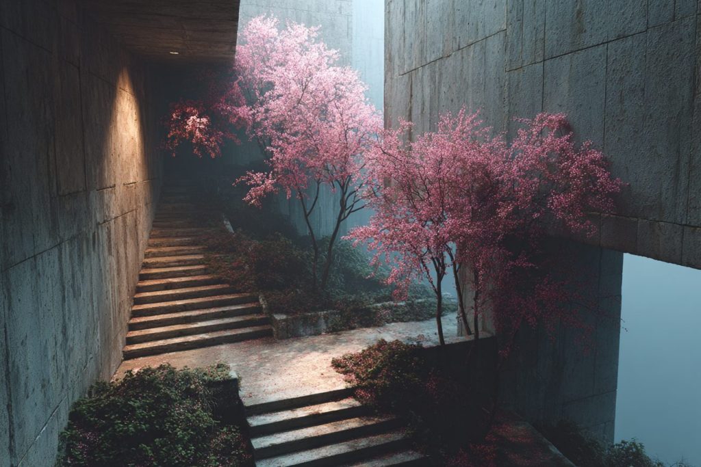Stairways of Brutalist Buildings AI Artwork 2