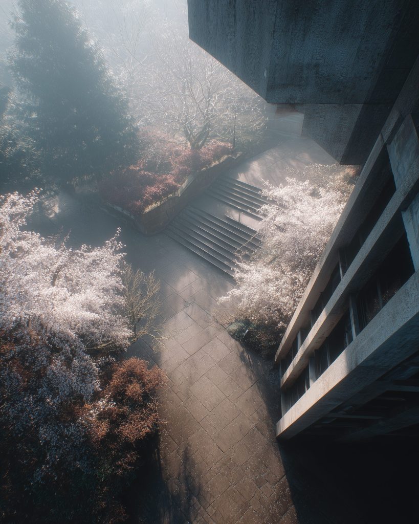 Stairways of Brutalist Buildings AI Artwork 6