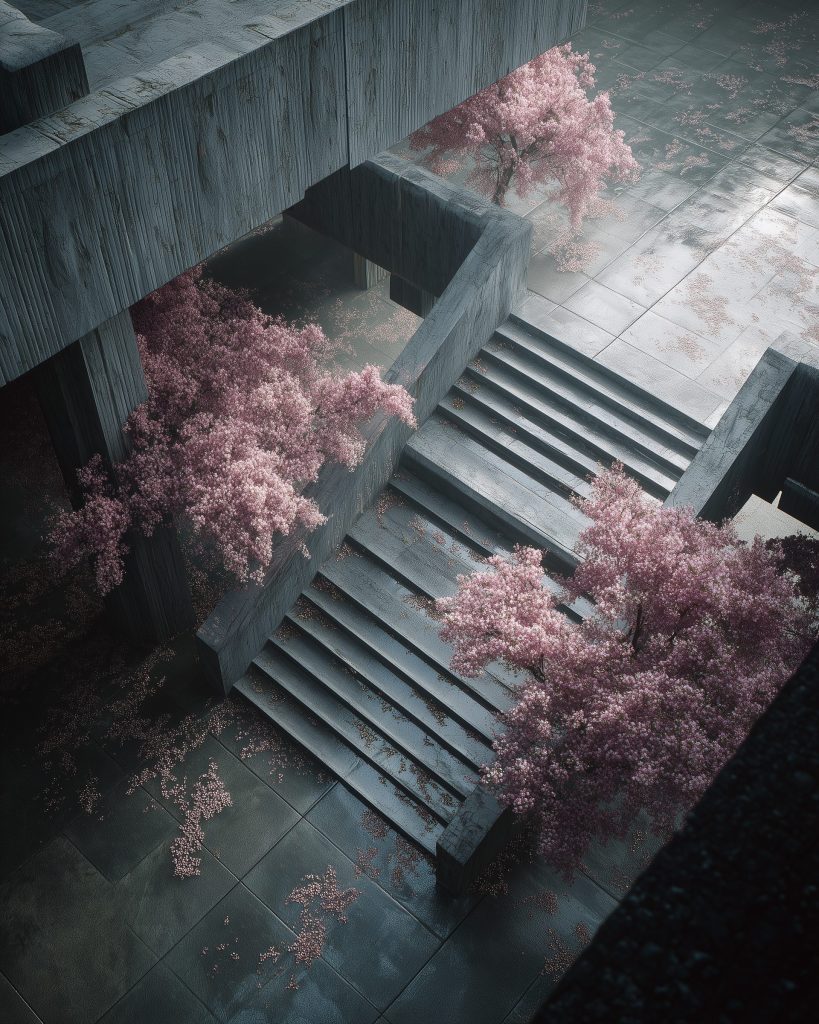 Stairways of Brutalist Buildings AI Artwork 7