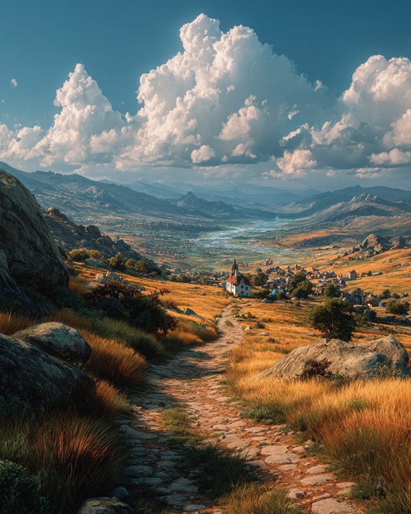 The Rocky Pathways of Mountain Towns AI Artwork 4