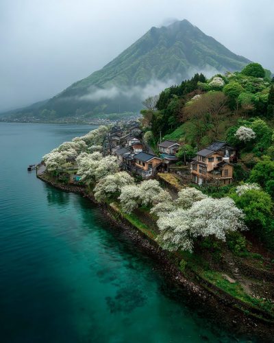 The Small Coastal Towns in Japan AI Artwork